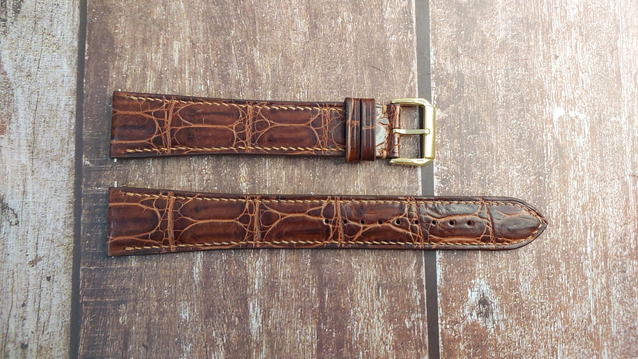 Reddish Brown Full Grain Crocodile Leather Strap