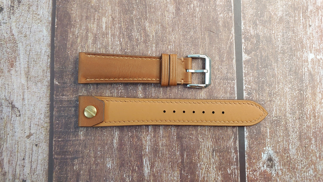 Barenia Leather Custom Open Ended Strap For Vintage Minerva Pilot Watch