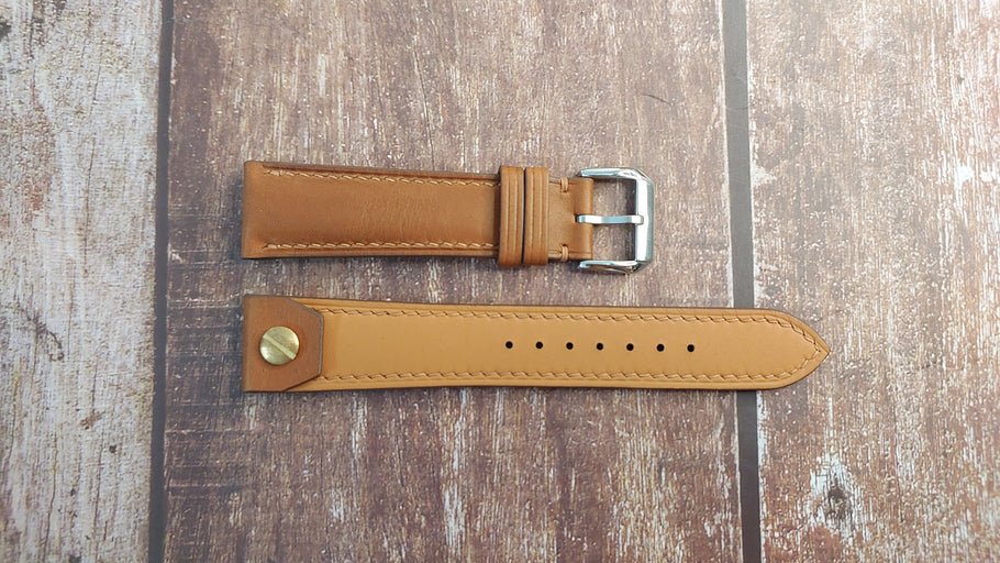 Barenia Leather Custom Open Ended Strap For Vintage Minerva Pilot Watch