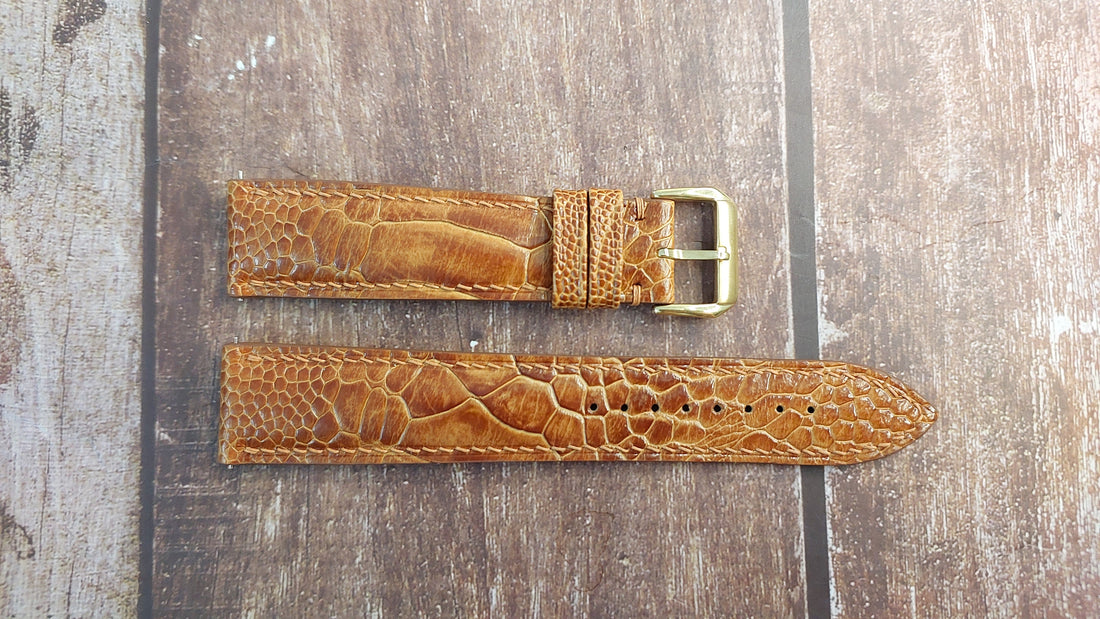 Light Brown Full Grain Ostrich Leg Leather Strap For Tissot Classic Dream Watch
