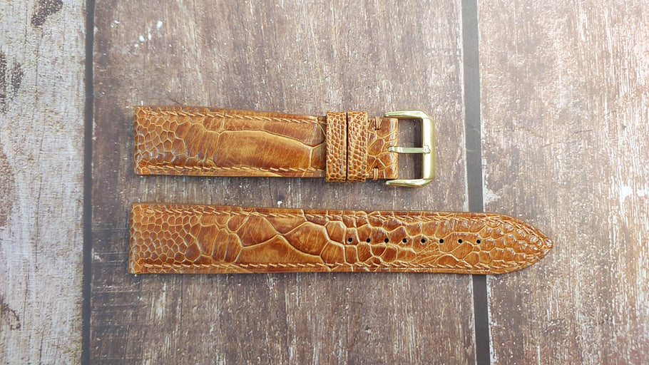 Light Brown Full Grain Ostrich Leg Leather Strap For Tissot Classic Dream Watch