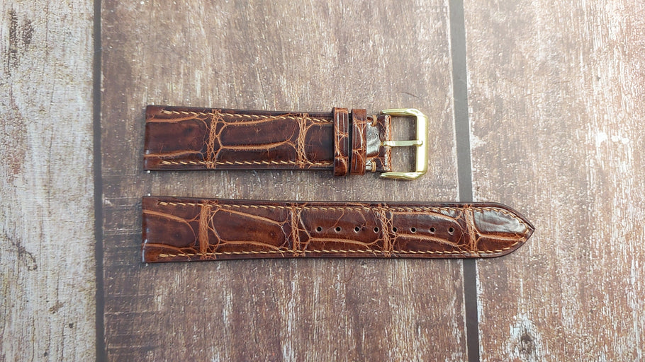 Reddish Brown Full Grain Crocodile Leather Strap For Tissot Classic Dream Watch