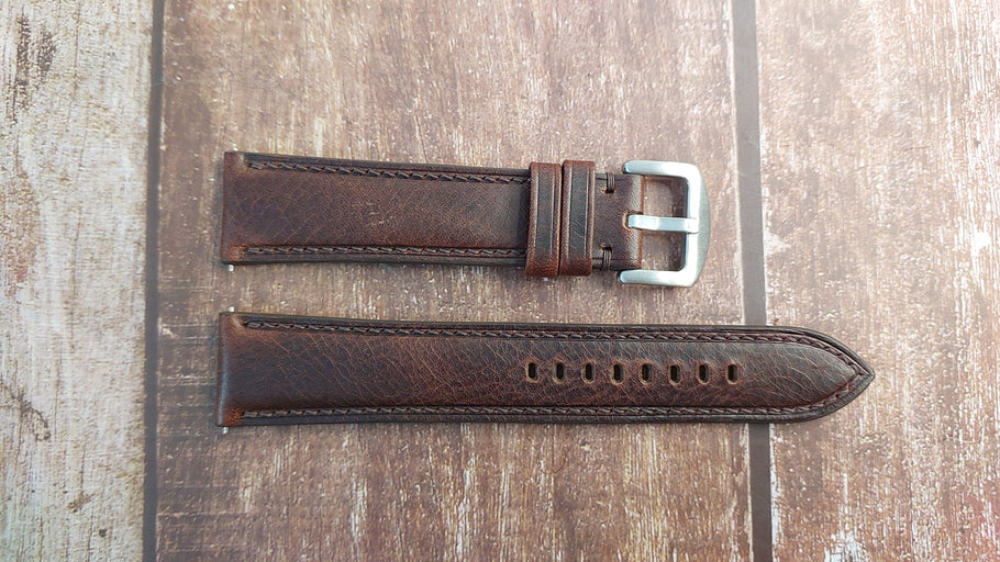 Dark Brown Badalassi Wax Leather Strap For Raymond Weil Watch