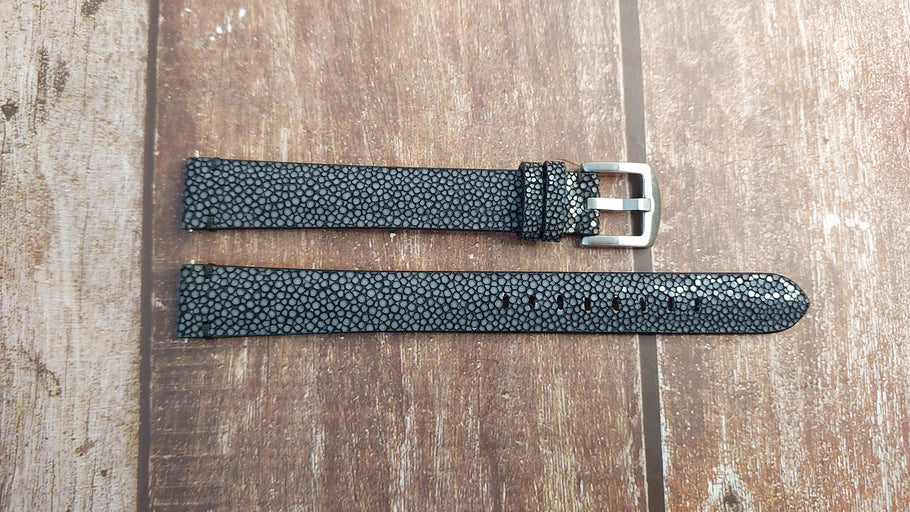 Black Full Grain Stingray Leather Strap For Omega Constellation 1960 Watch