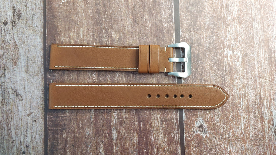 Brown Barenia Leather Strap For Torgoen T10 Watch