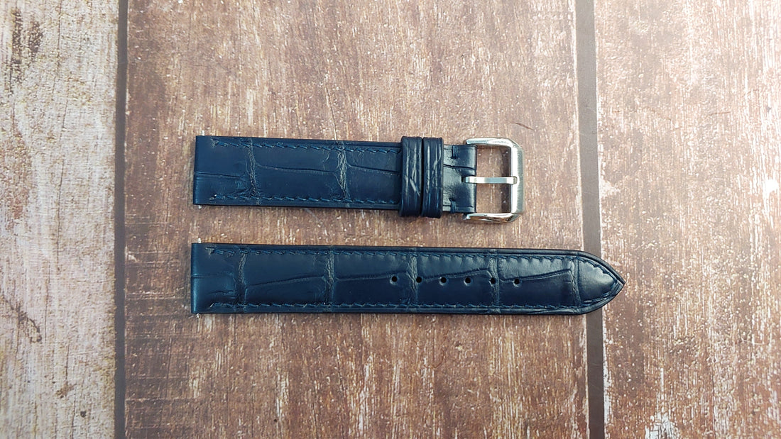 Dark Blue Full Grain Crocodile Leather Strap
