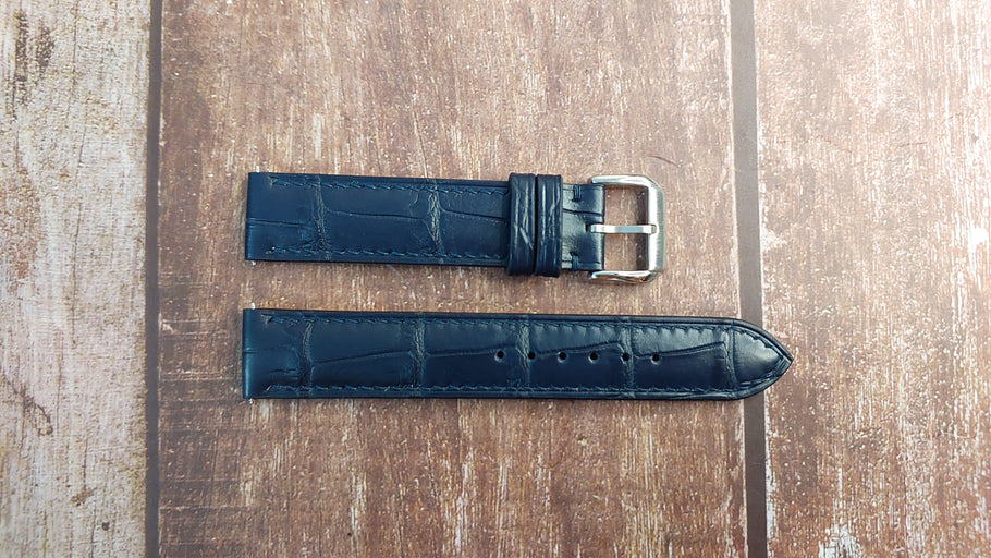 Dark Blue Full Grain Crocodile Leather Strap