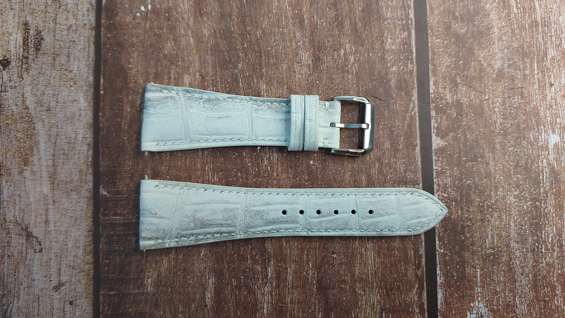 Sand White Full Grain Crocodile Leather Strap
