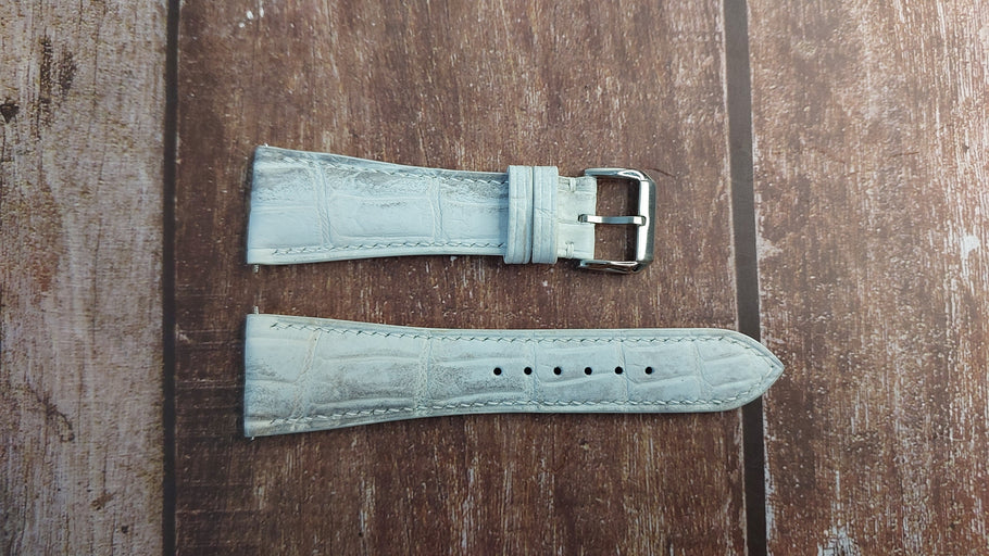 Sand White Full Grain Crocodile Leather Strap