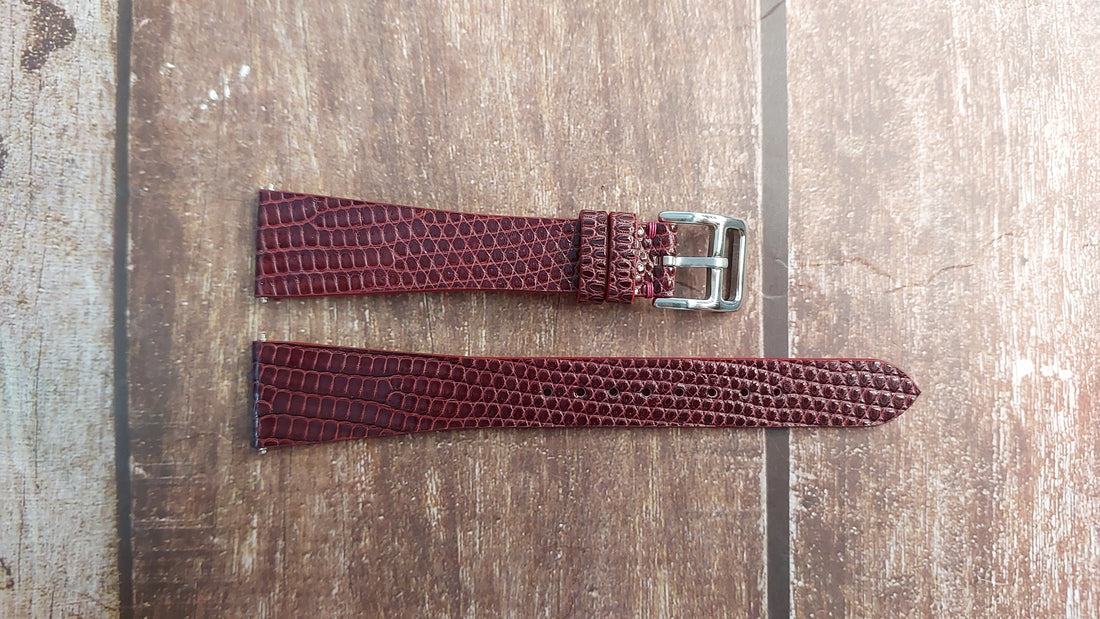 Red Full Grain Lizard Leather Strap For Omega Golden Shadow Watch