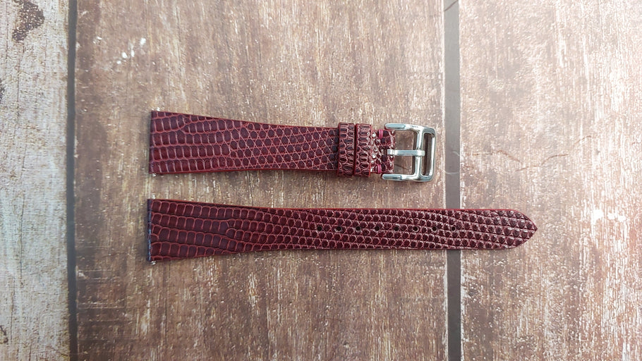Red Full Grain Lizard Leather Strap For Omega Golden Shadow Watch