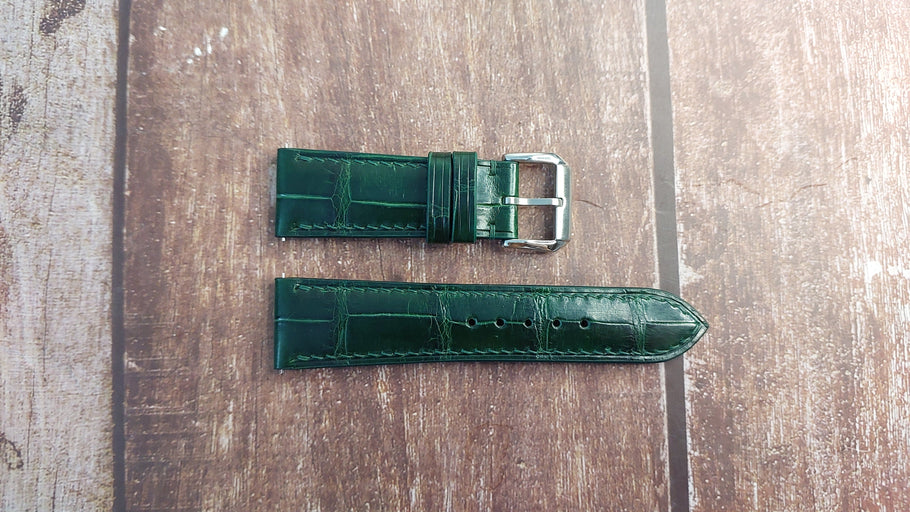 Green Full Grain Crocodile Leather Strap