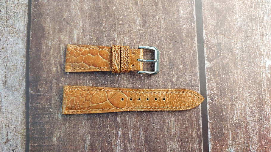 Light Brown Full Grain Ostrich Leg Leather Strap