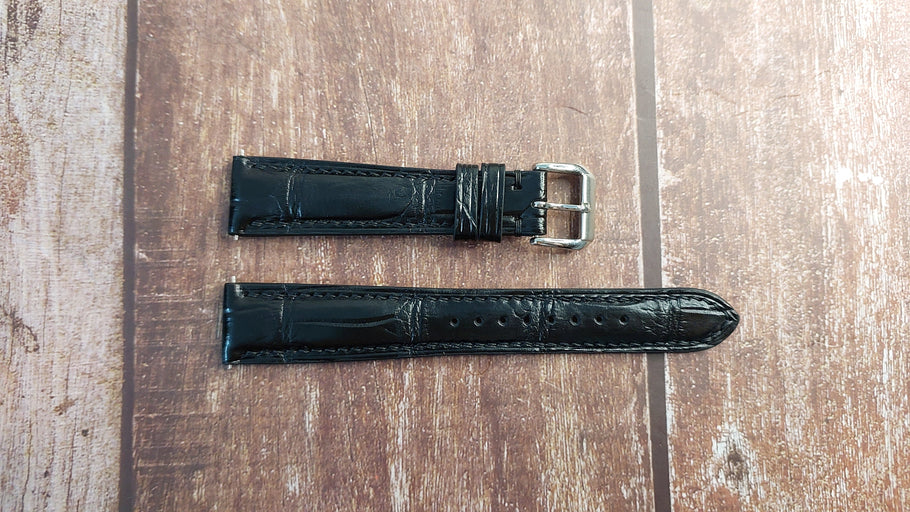 Black Full Grain Crocodile Leather Strap For Grand Seiko SBGK007 Watch