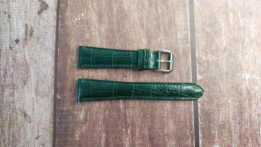 Green Full Grain Crocodile Leather Strap For Rolex President Day Date Watch
