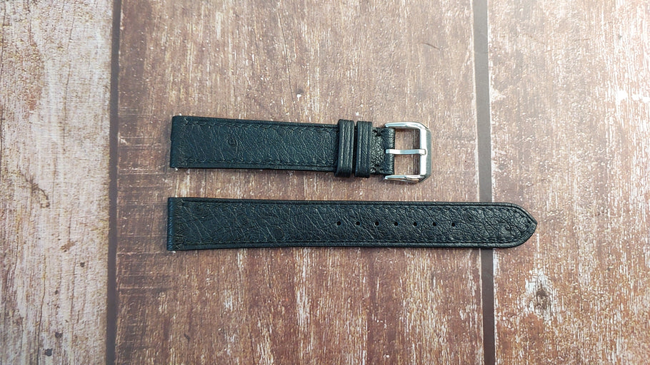 Black Full Grain Ostrich Leather Strap For Vintage Wittnauer Dress Watch From The 1950s