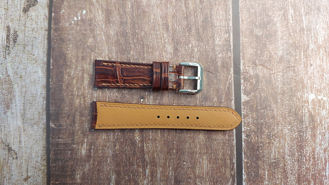 Reddish  Crocodile Custom Curved End Watch Strap
