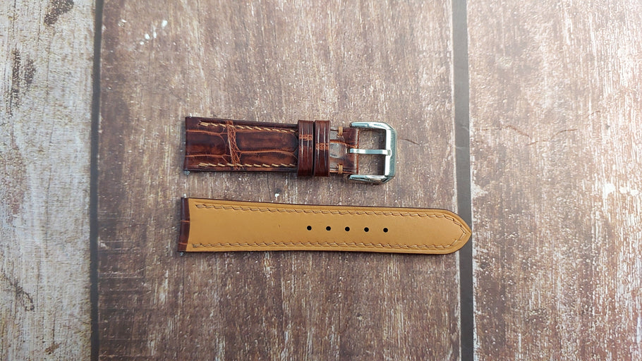 Reddish  Crocodile Custom Curved End Watch Strap