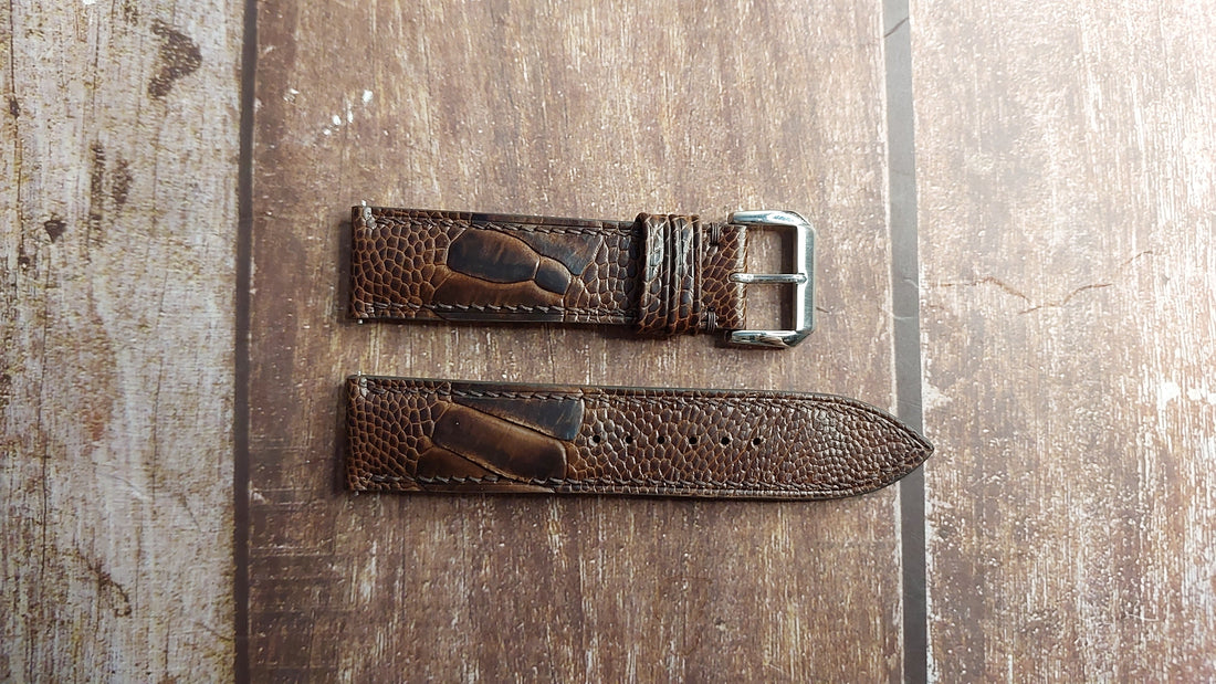 Dark Brown Full Grain Ostrich Leg Leather Strap