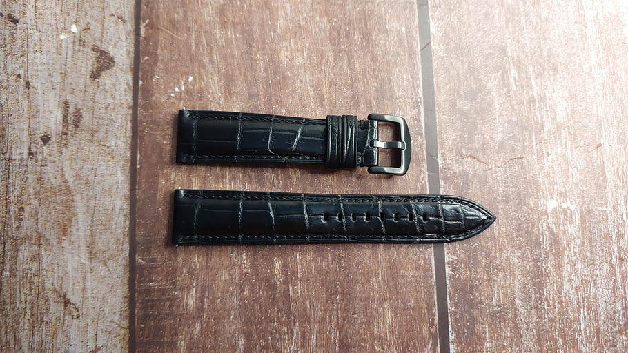 Black Full Grain Crocodile Leather Strap