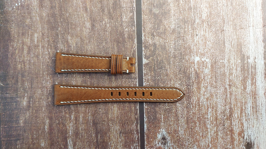 Brown Italian Veg Tanned Minerva Box Leather Strap