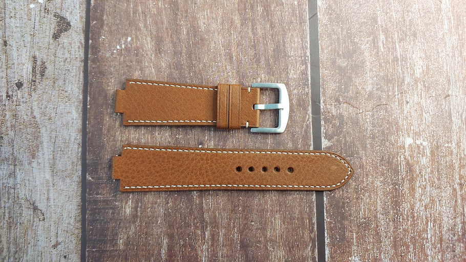 Brown Minerva Box Leather Custom Notched Strap For Kenneth Cole KC1848 Watch