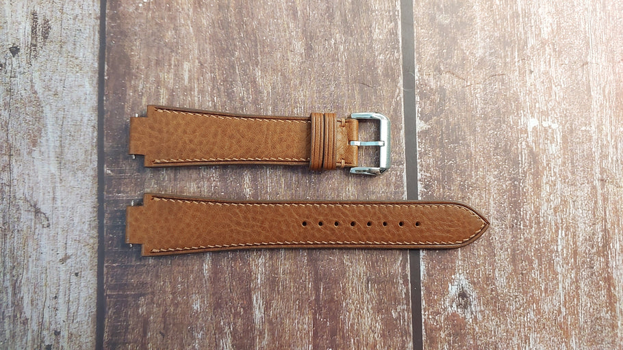 Brown Minerva Box Leather Custom Notched Strap For Breil BW0305 Watch