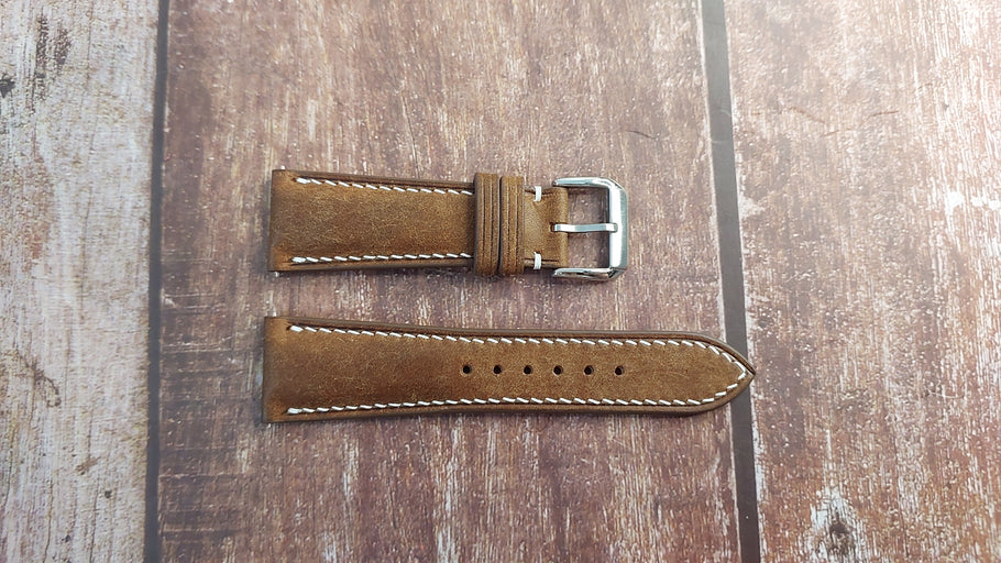 Whisky Maya Leather Strap For Breitling Chronomat Evolution Watch