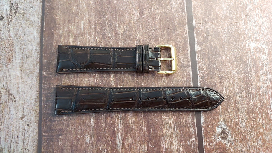 Brown Full Grain Crocodile Leather Strap