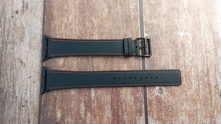 Black Swift Leather Strap For Apple Watch Ultra (49mm)