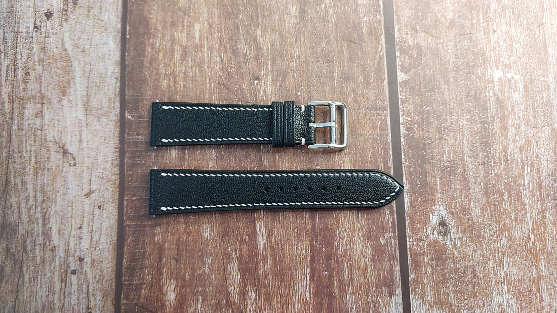 Black Alran Goat Leather Strap For Mid 1960's Timex Marlin Watch
