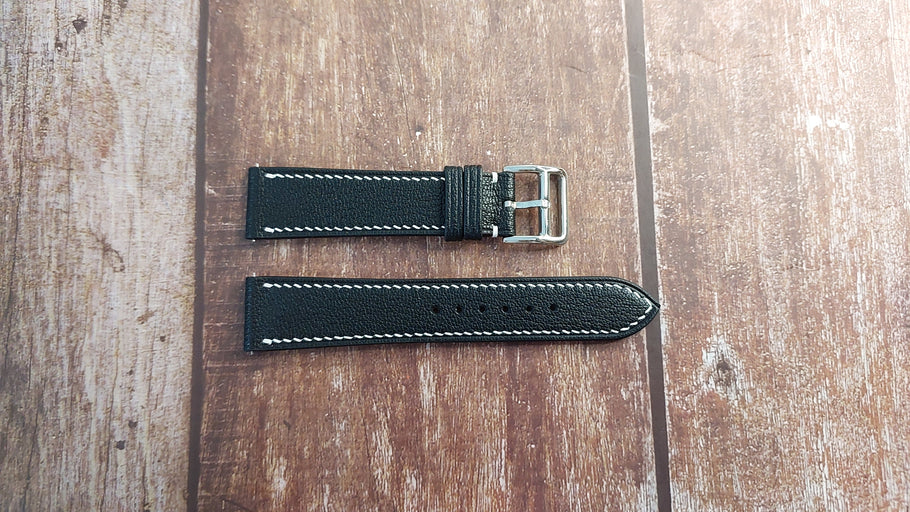 Black Alran Goat Leather Strap For Mid 1960's Timex Marlin Watch