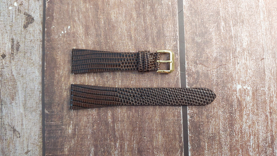 Dark Brown Full Grain Lizard Leather Strap For Breitling Navitimer 806 Watch