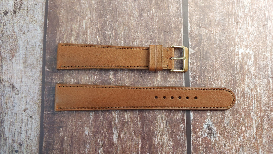 Brown Italian Veg Tanned Minerva Box Leather Strap For Hamilton Automatic Watch
