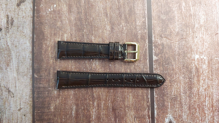 Brown Full Grain Crocodile Leather Strap