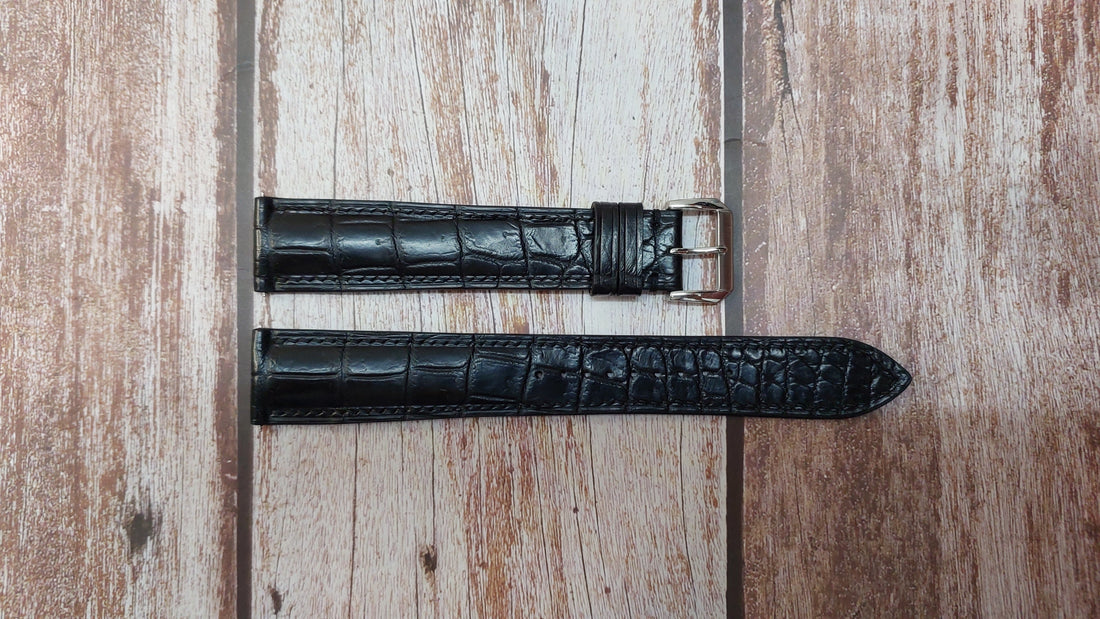 Black Full Grain Crocodile Leather Strap For Franck Muller Watch