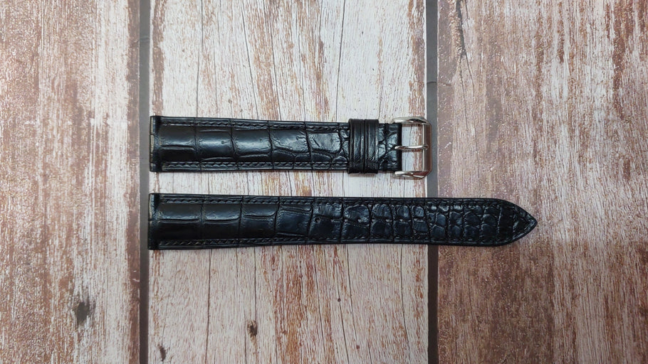 Black Full Grain Crocodile Leather Strap For Franck Muller Watch