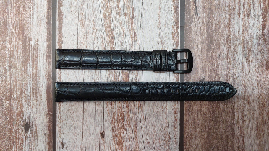 Black Full Grain Crocodile Leather Strap