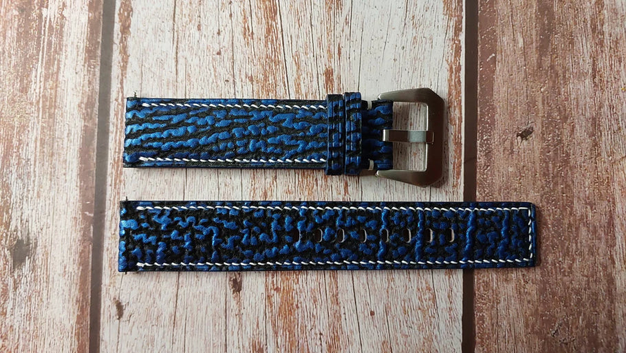 Full grain shark leather (blue) - Ball engineer master II voyager compatible