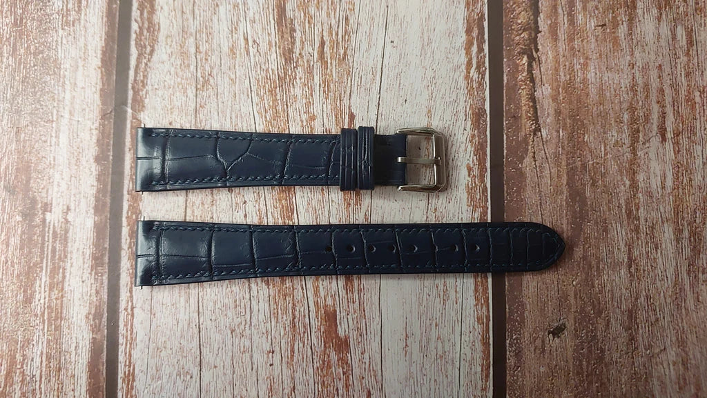フルグレインワニ革（ダークブルー）- Omega Speedmaster Apollo XI