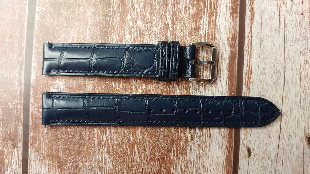フルグレインワニ革（ダークブルー）- Cartier Tank American Wg