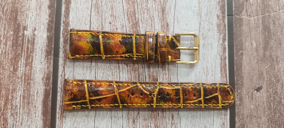 Mixing Dye Full Grain Crocodile Leather Strap