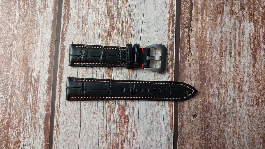 フルグレインワニ革（ブラック）- BRM CHRONOGRAPH 44mm 対応