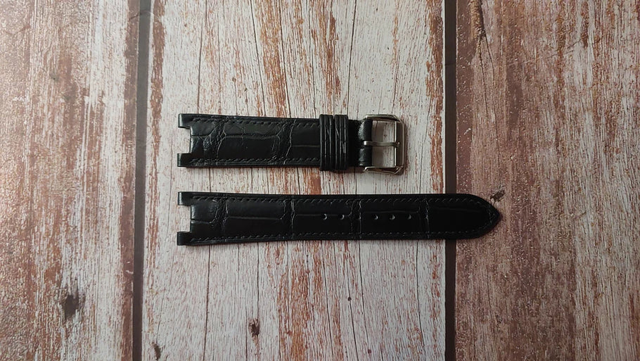 Crocodile leather custom notch (black) - Compatible with Buran 32