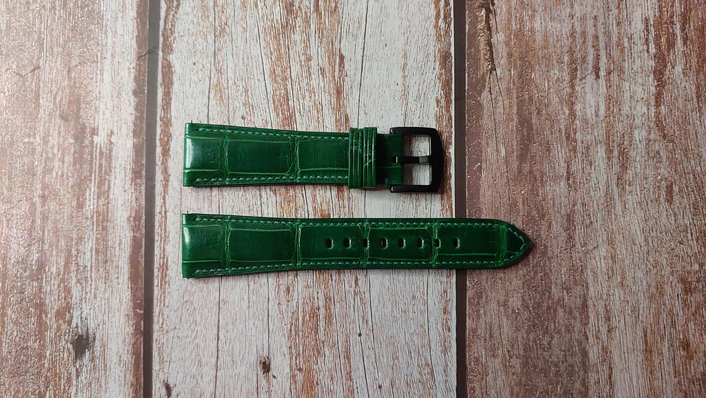 ワニ革（グリーン）- ブライトリングスーパーオーシャンヘリテージクロノII（グリーンダイアル）｜Breitling Superocean Heritage Chrono II 46mm green dial　対応