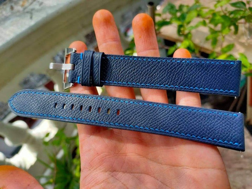 Navy Epsom Leather Custom Strap For Victorinox Airboss
