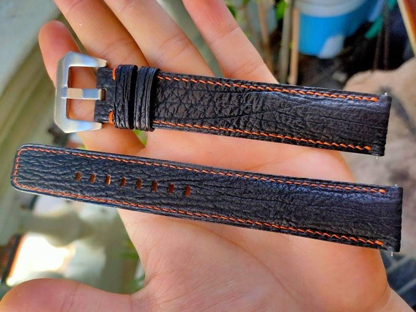 Full Grain Shark Skin Leather Custom Strap For Casio MDV106-1AV