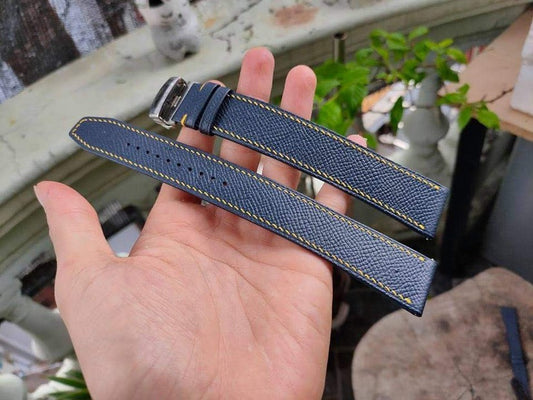 Navy Epsom Leather Custom Strap For Citizen Promaster Nighthawk BJ7007-02L