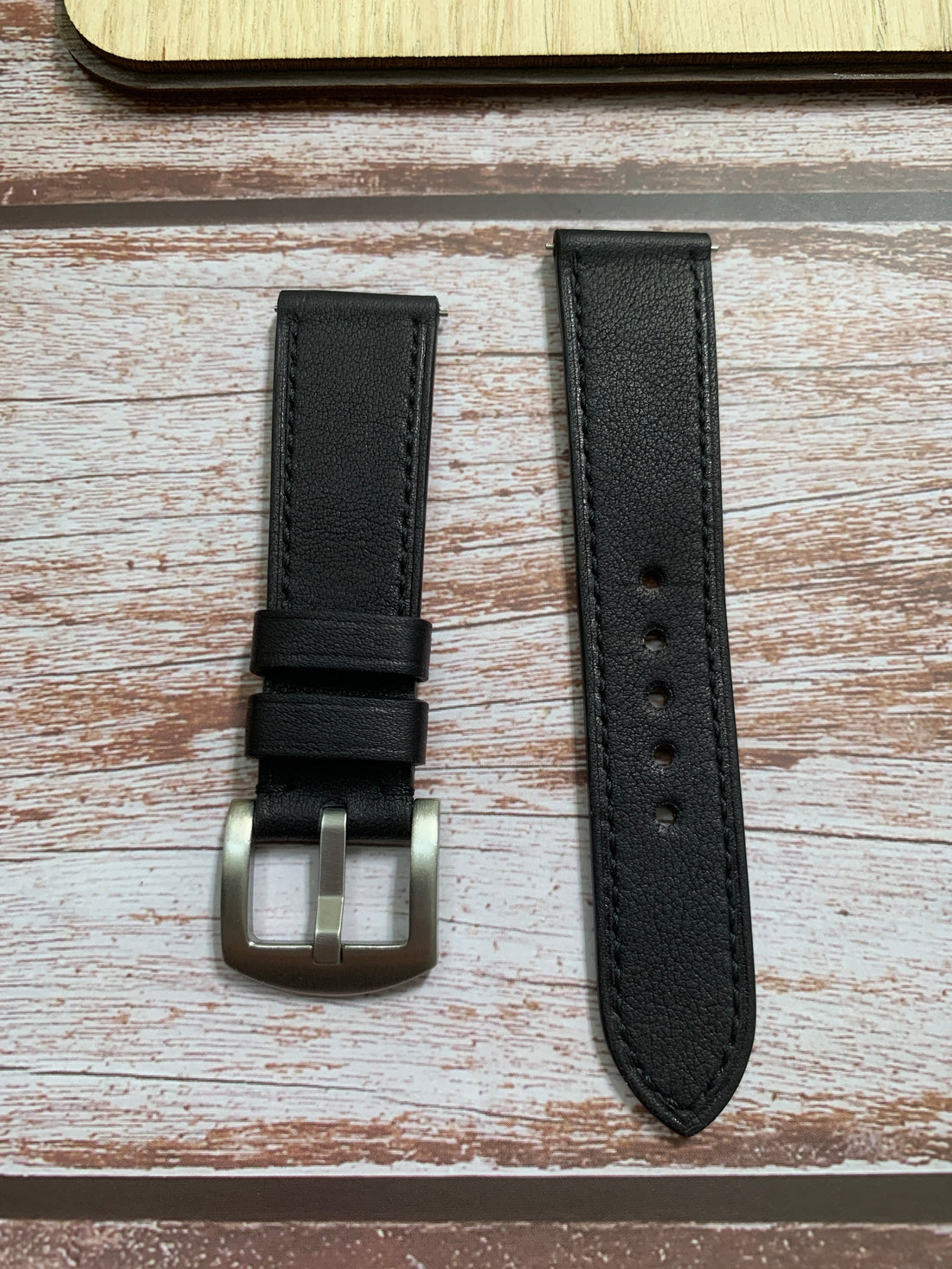 Black Swift Leather Custom Strap For Omega Deville