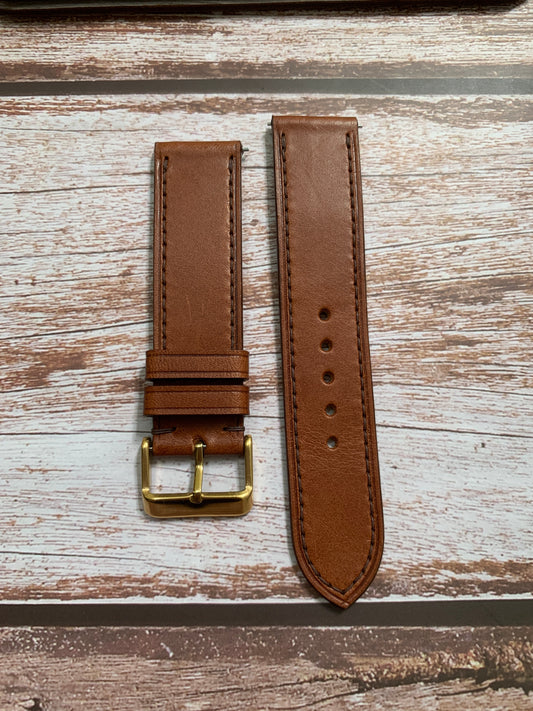Italian Veg Tanned Buttero Leather Custom Strap For MVMT 40 Series Gold